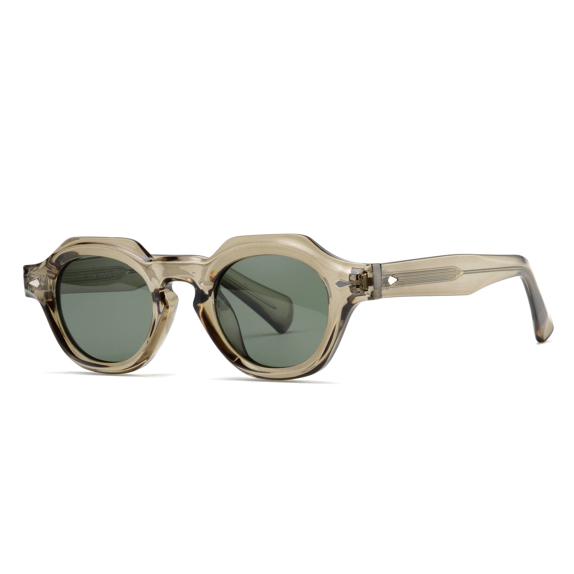 LAMAR Transparent Olive Sunglasses | Green Lens