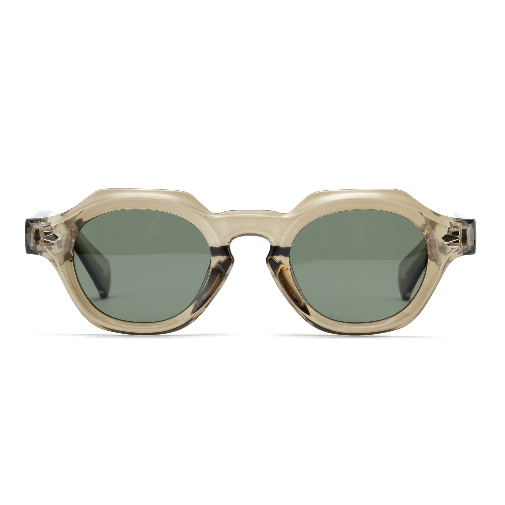 LAMAR Transparent Olive Sunglasses | Green Lens