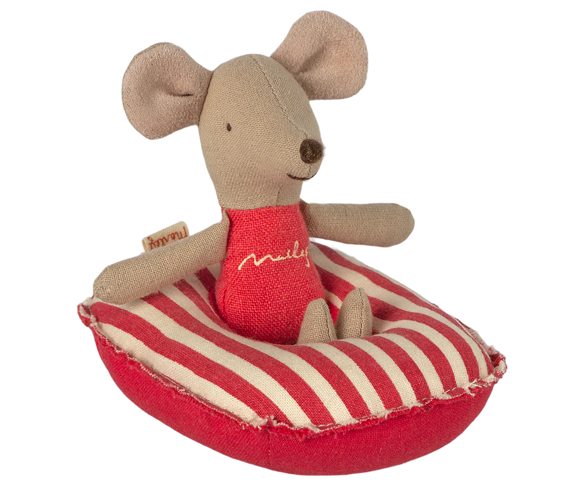 Rubber Boat, Small Mouse  - Red Stripes