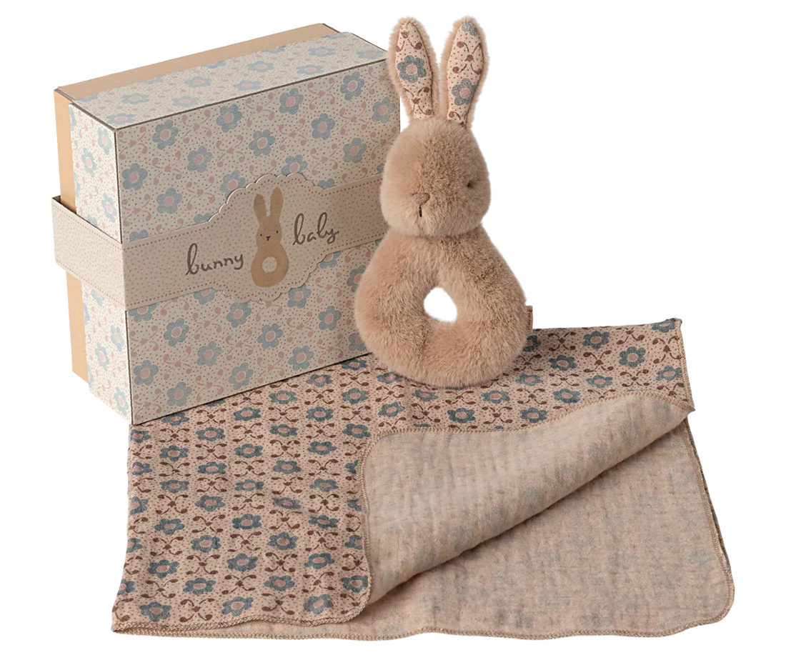 Rabbit Rattle Set - Cream Peach