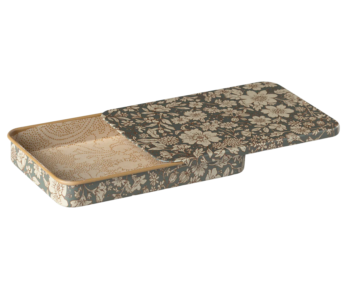 Metal Box w/ Sliding Lid, Blossom - Blue