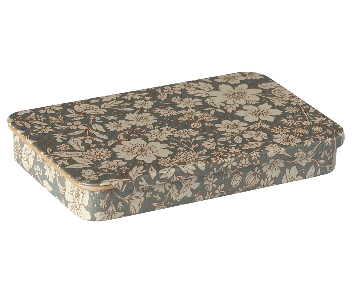 Metal Box w/ Sliding Lid, Blossom - Blue