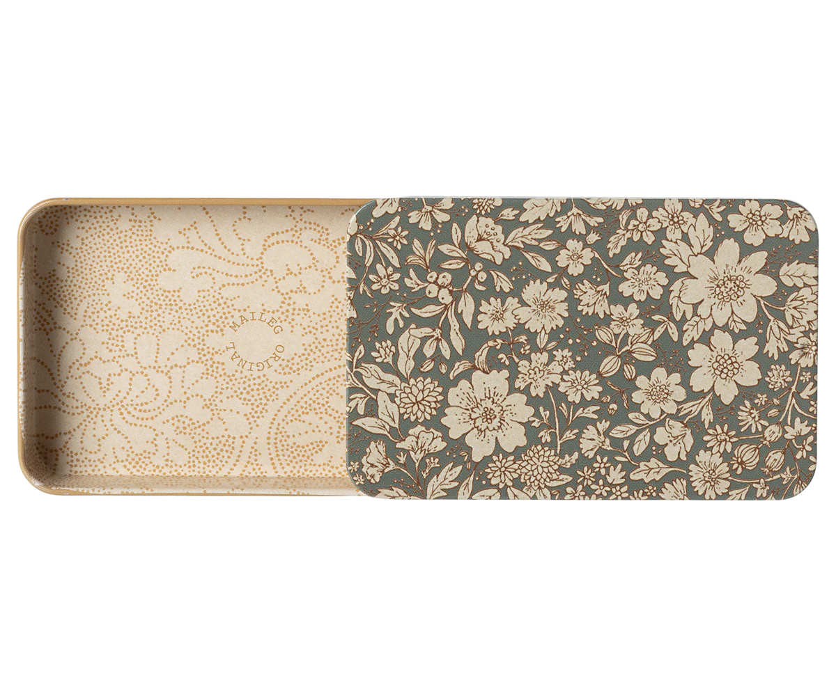 Metal Box w/ Sliding Lid, Blossom - Blue