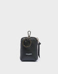 Florence Pouch Charm - Black Leather Keychain Eyes Embroidery
