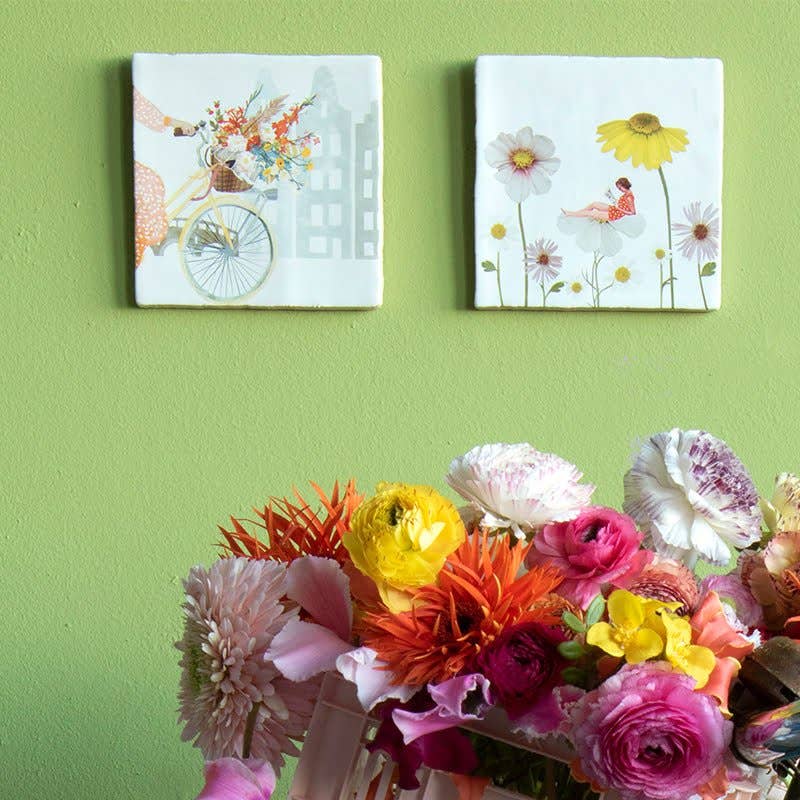 Happiness in a basket | StoryTiles art on tile