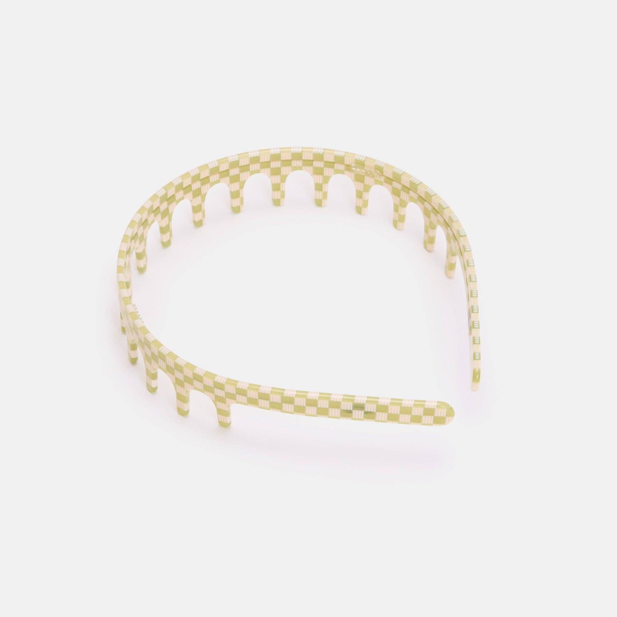 Comb Headband in Olive Check