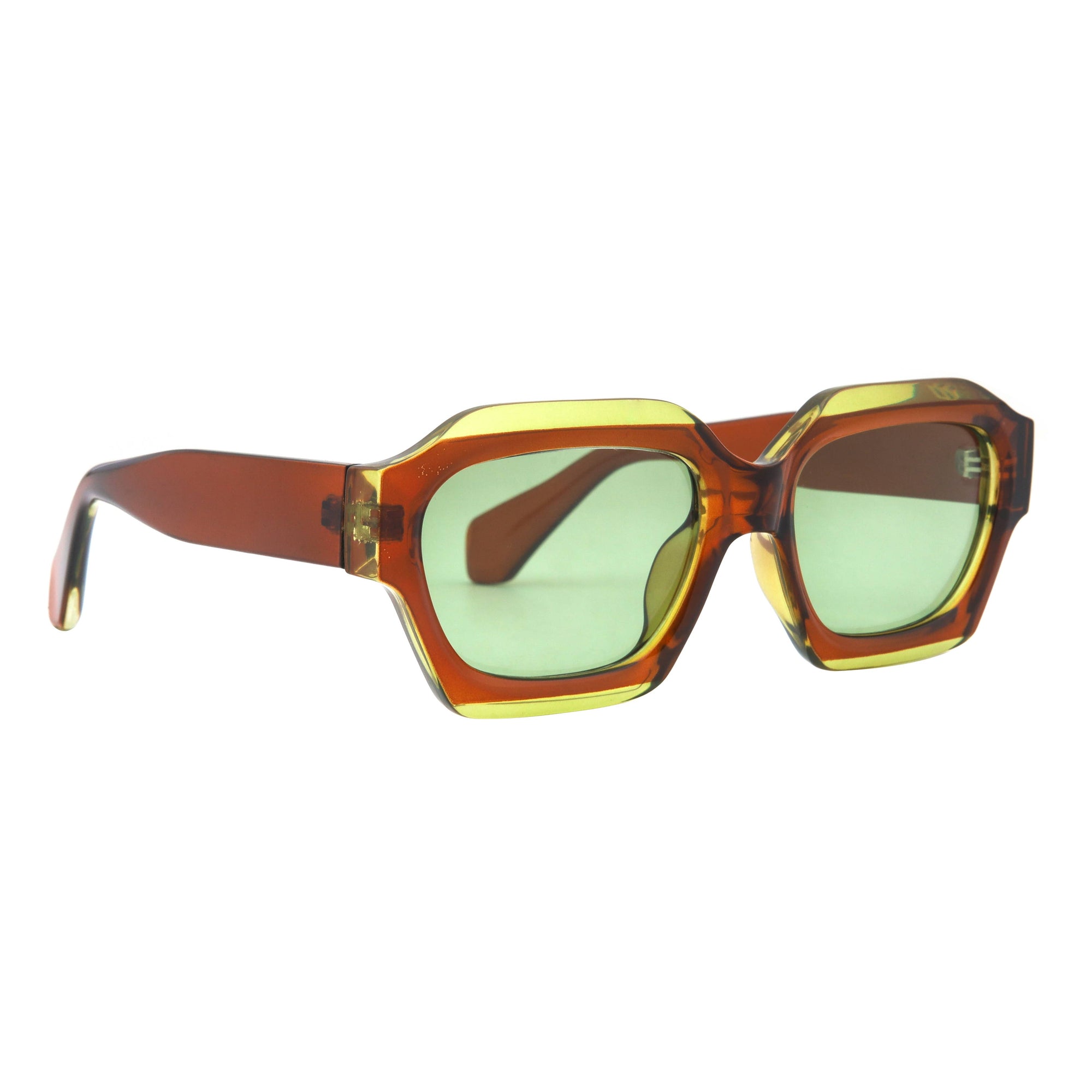 MONA Brown Green Sunglasses | Blue Lense