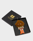 Monster Charm - Brown Faux Fur and Vermillion Leather Boots