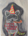 Rascally party Raccoon Happy Birthday greeting card