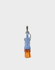Oliver The Ox Charm - Vista Blue and Baked City Brown Leather Keychain
