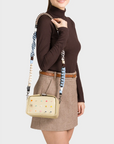 Benji Micro Crossbody Gravel Beige Leather Bag - Studs Pattern