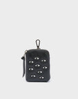 Florence Pouch Charm - Black Leather Keychain Eyes Embroidery
