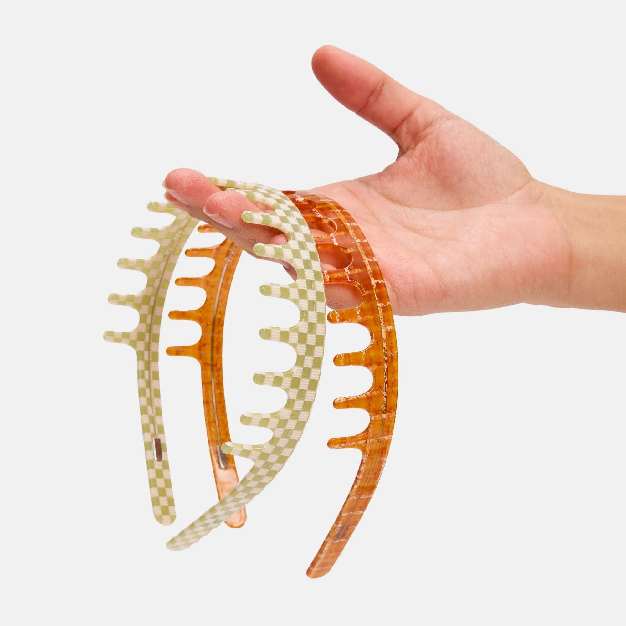 Comb Headband in Olive Check