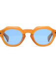 LAMAR Transparent Caramel Sunglasses | Blue Lens