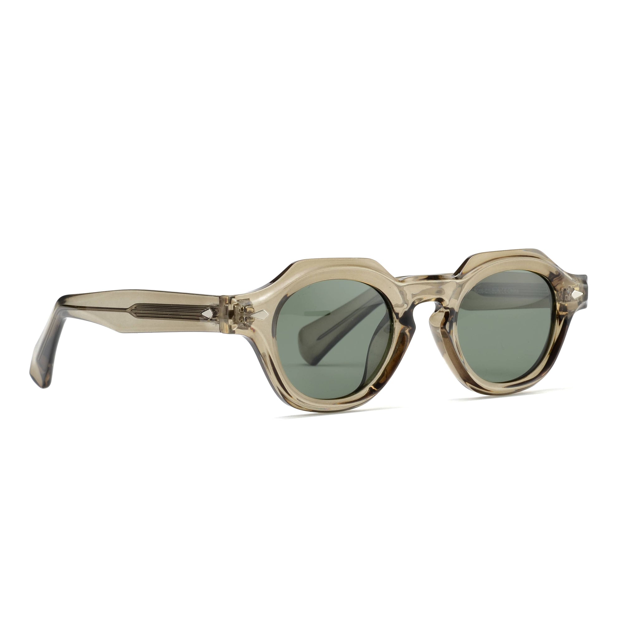LAMAR Transparent Olive Sunglasses | Green Lens
