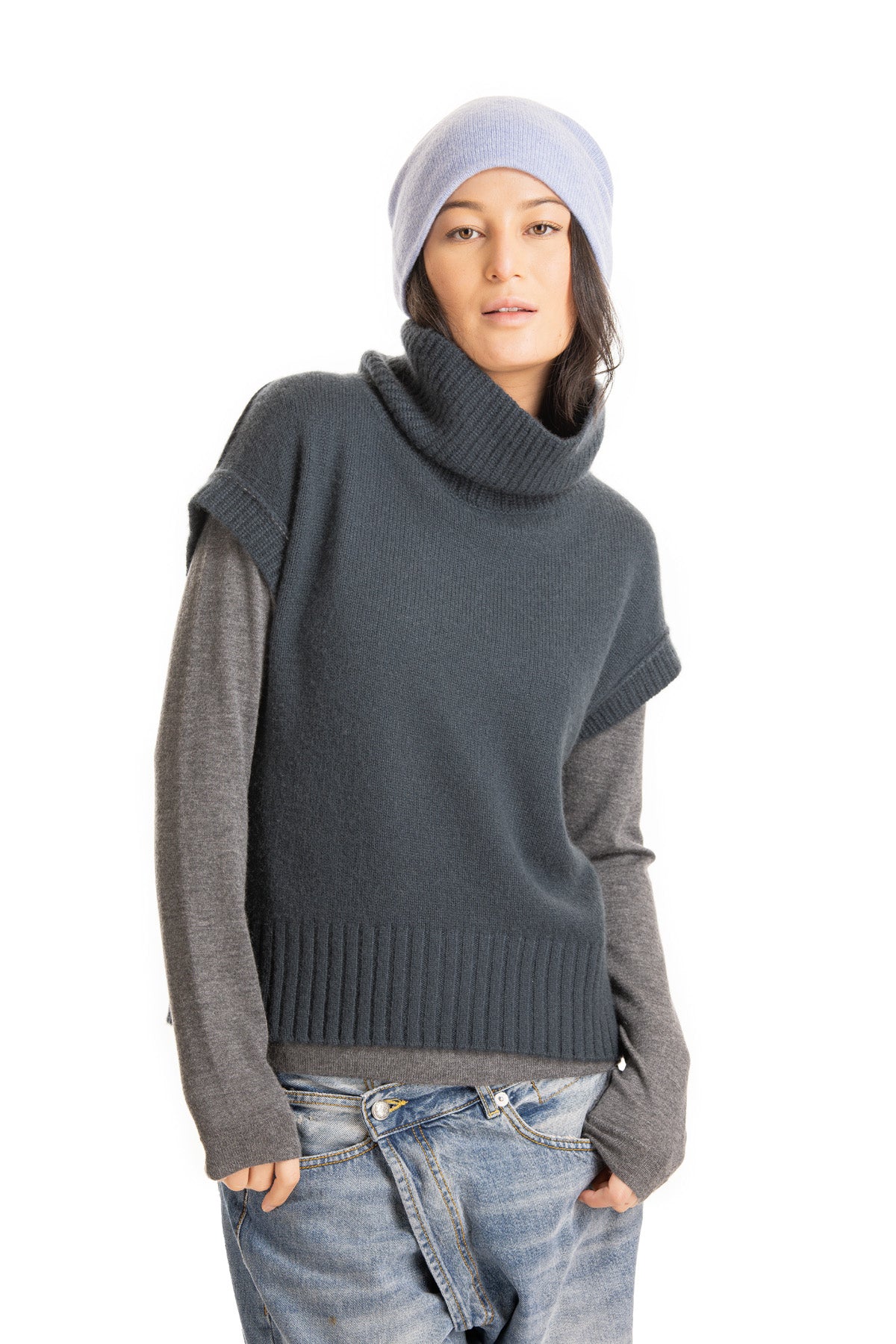 Cashmere Mock Pullover - Lagoon