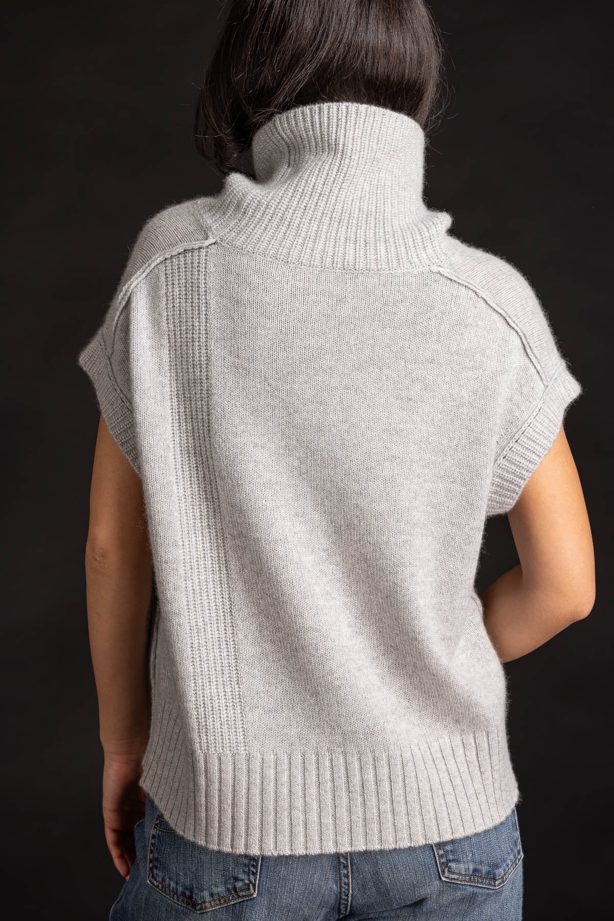 Cashmere Mock Pullover - Lt. Heather Grey