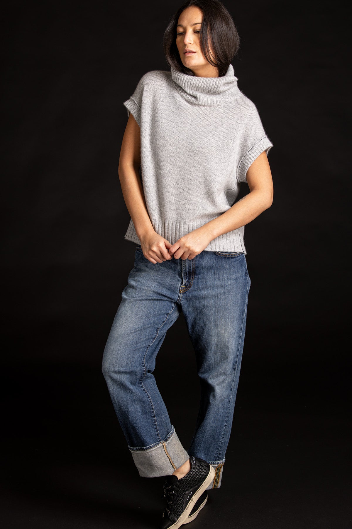 Cashmere Mock Pullover - Lt. Heather Grey