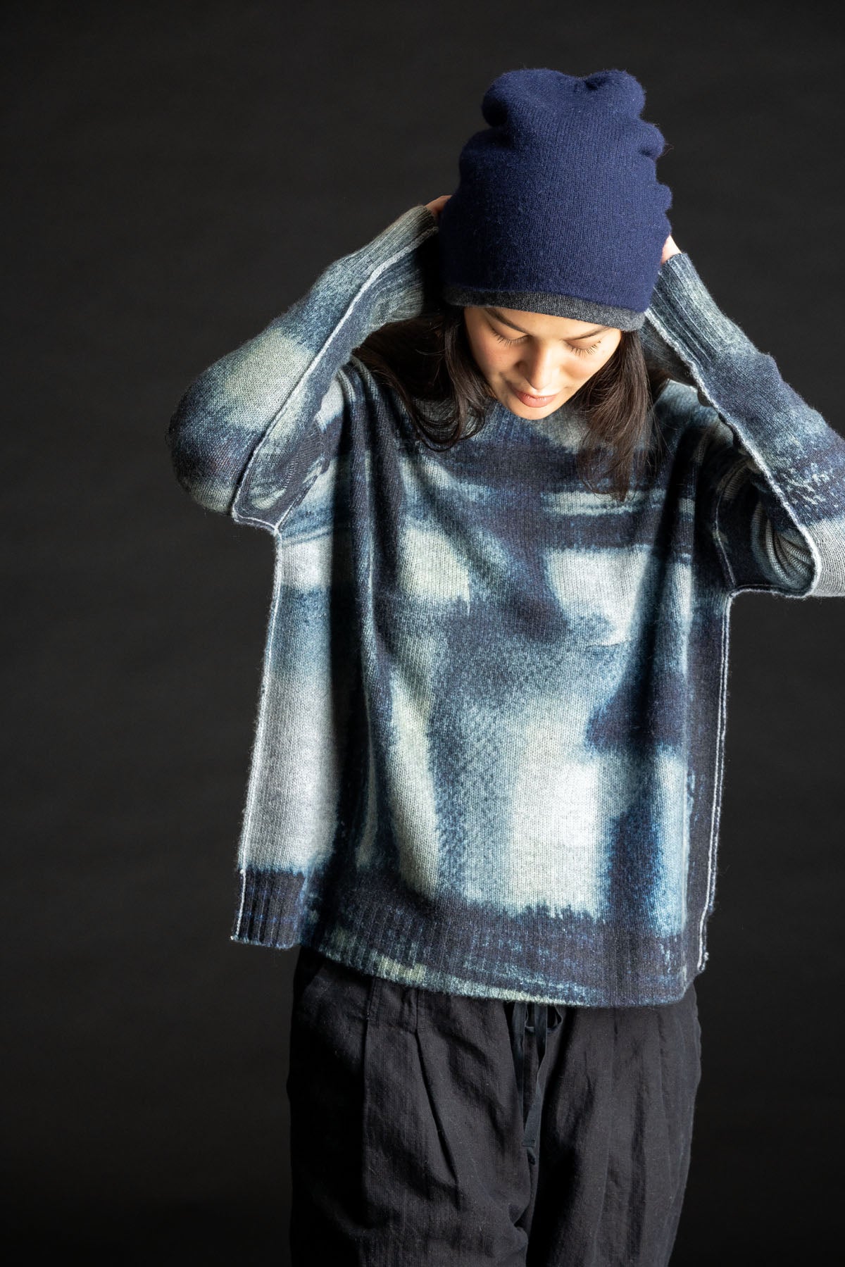 Painted Plaid Crew INDIGO
