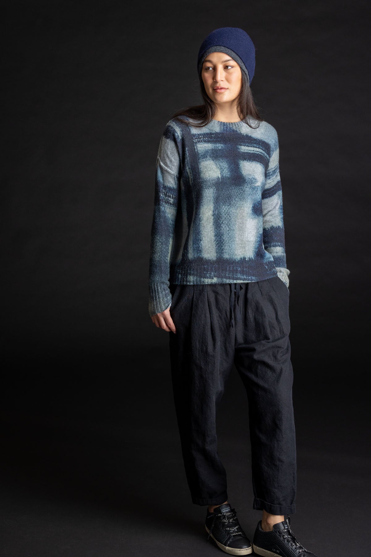 Painted Plaid Crew INDIGO