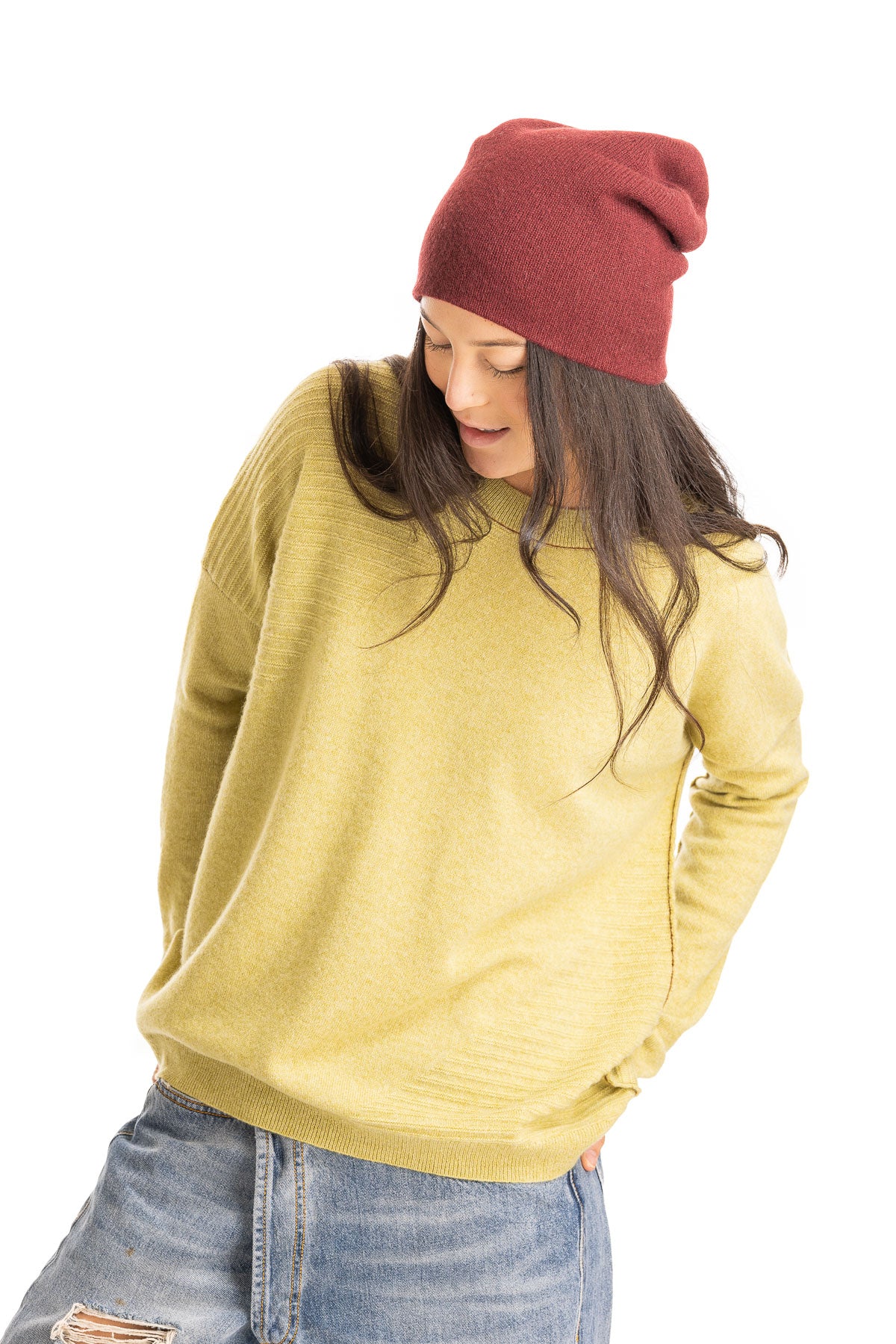 Cashmere Textured Pullover - Leek Green
