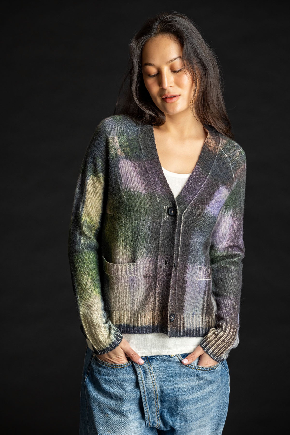Painted Plaid Cardigan LILAC