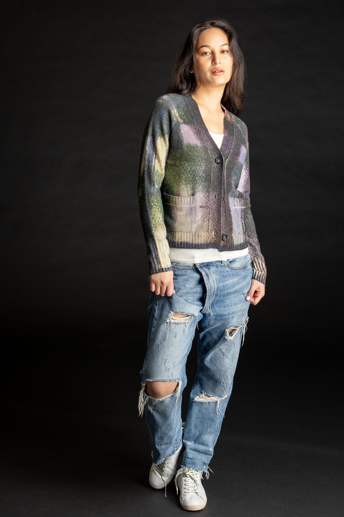 Painted Plaid Cardigan LILAC
