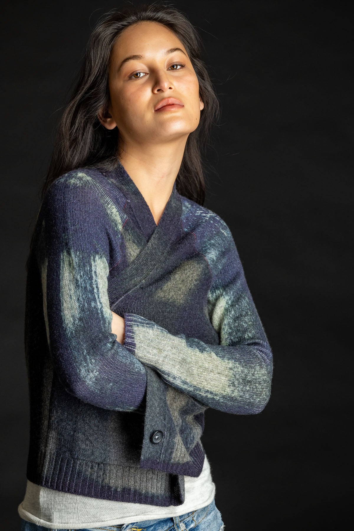 Painted Plaid Cardigan THUNDER