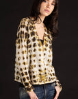 Dotted V-Neck Cardigan - Mustard Multi