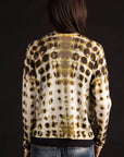 Dotted V-Neck Cardigan - Mustard Multi