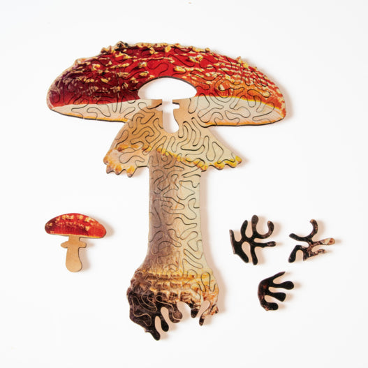 Mini Wooden Puzzle Mushroom