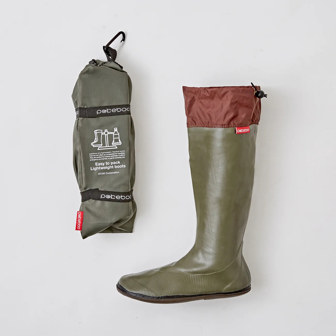 Pokeboo Packable Rubber Rain Boot - Olive