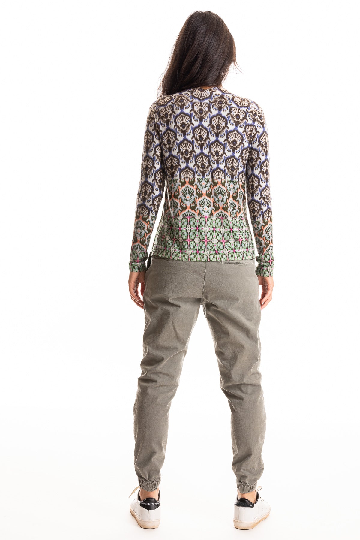 S447P Tile Print Cardigan - Denim/Military