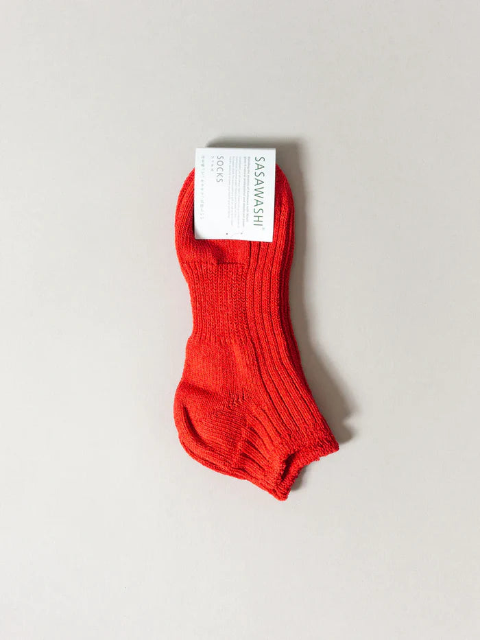 Ribbed Ankle Socks - Red