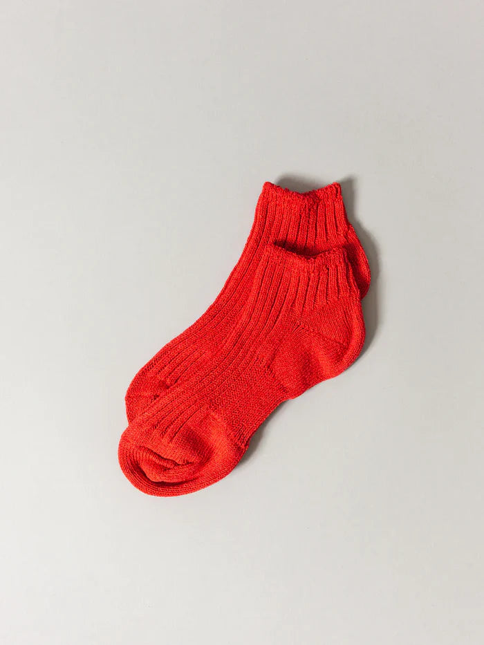 Ribbed Ankle Socks - Red