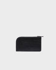 Fausto Black Leather Zip-around Cardholder - All Over Eyes Embroidery