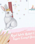 Royal White Rabbit Cake Topper
