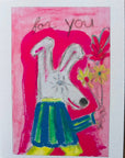 For You vibrant fun dog gifting flowers dog greeting card