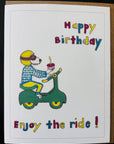 Enjoy the Ride Happy Birthday dog scooter cupcake dog card