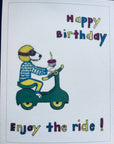 Enjoy the Ride Happy Birthday dog scooter cupcake dog card
