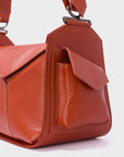 Houston Baked City Brown Leather Shoulder Bag - All Over Eyes Embroidery
