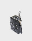 Florence Pouch Charm - Black Leather Keychain Eyes Embroidery