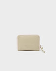 Frodo Gravel Beige Leather Zip Around Wallet - Fuzzy Monster Applique