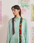 "Frida's Garden" Silk Skinny Scarf - Purple