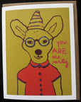 You Are the Party bright funny terrier pup in hat dog card