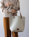 Hana Merino Wool Tote - Heather White