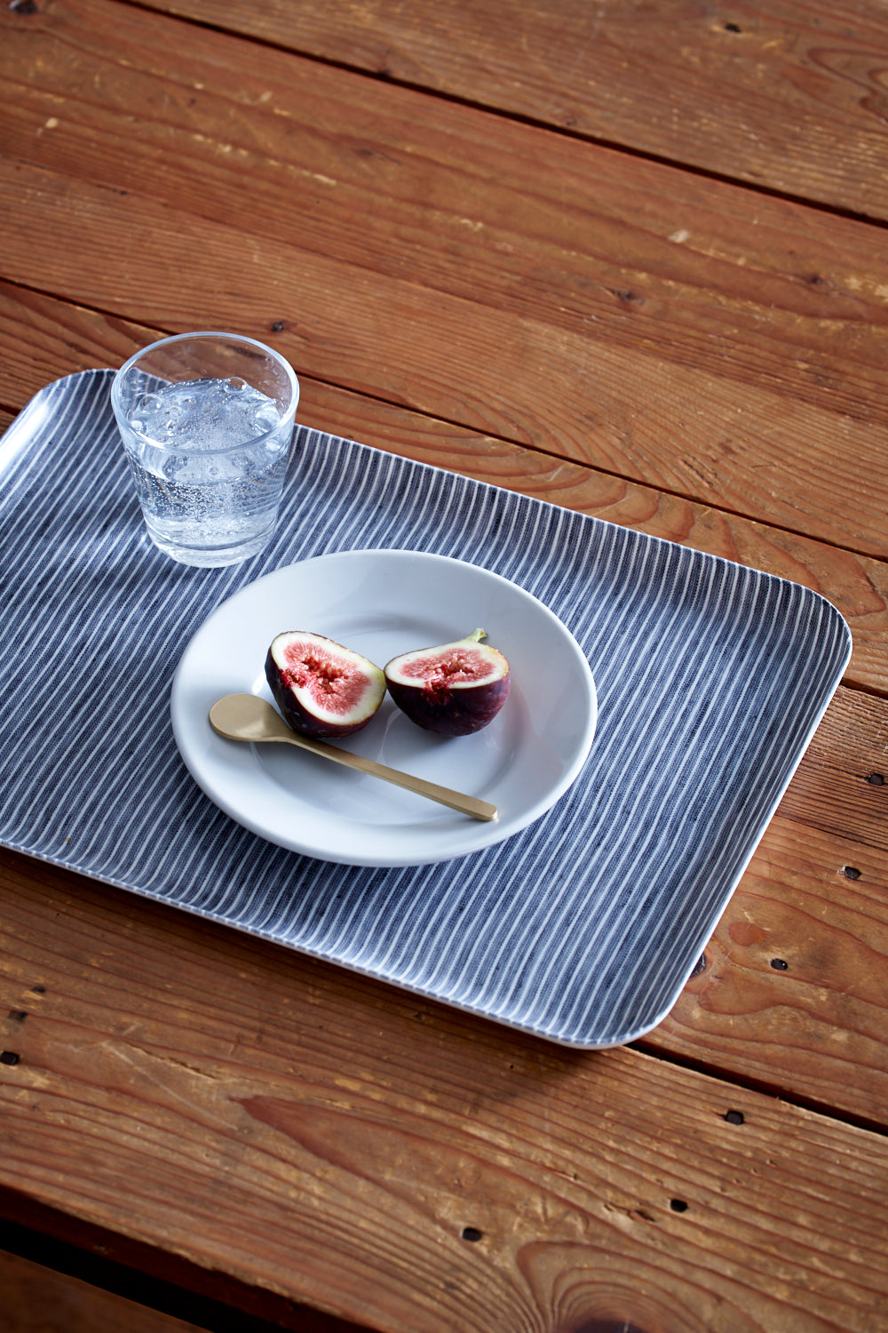 Linen Tray - Grey White Stripe