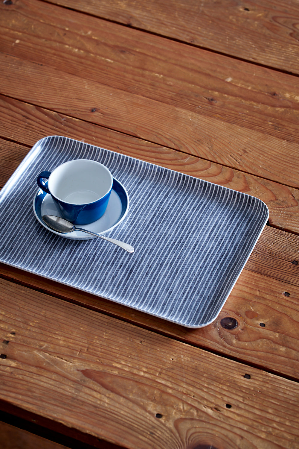 Linen Tray - Grey White Stripe