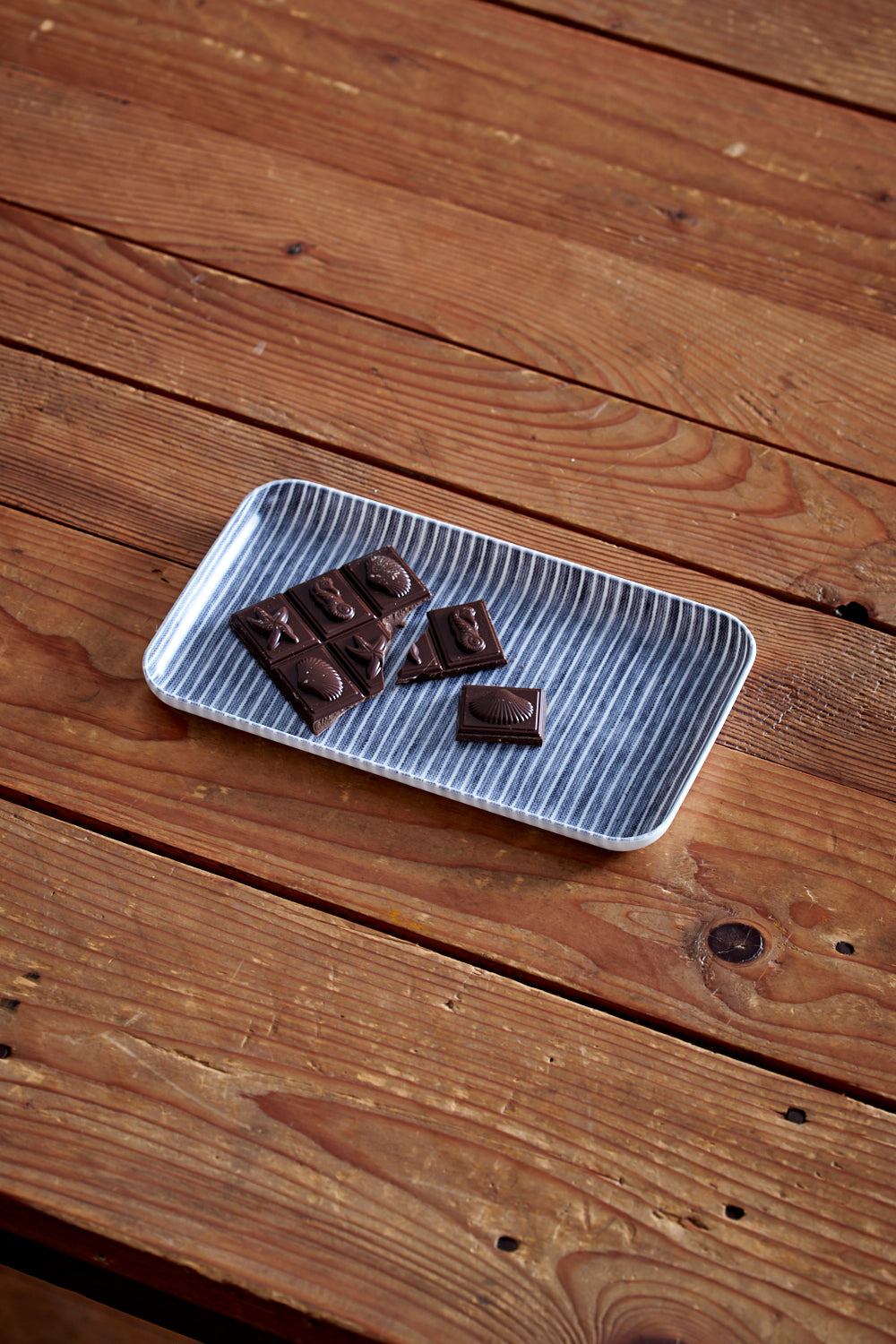 Linen Tray - Grey White Stripe