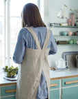 Square Cross Linen Apron - NATURAL